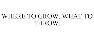 WHERE TO GROW, WHAT TO THROW. trademark