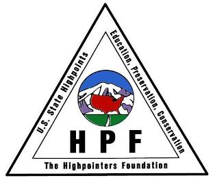 HPF THE HIGHPOINTERS FOUNDATION U.S. STATE HIGHPOINTS EDUCATION, PRESERVATION, CONSERVATION trademark