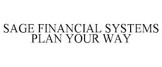 SAGE FINANCIAL SYSTEMS PLAN YOUR WAY trademark