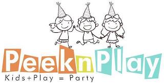 PEEK N PLAY KIDS + PLAY = PARTY trademark