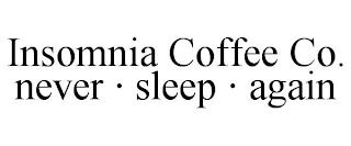 INSOMNIA COFFEE CO. NEVER · SLEEP · AGAIN trademark