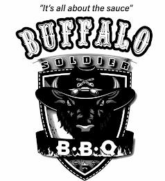 "IT'S ALL ABOUT THE SAUCE" BUFFALO SOLDIER BBQ trademark