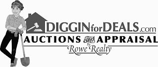 DIGGINFORDEALS.COM AUCTIONS AND APPRAISAL BY ROWE REALTY trademark