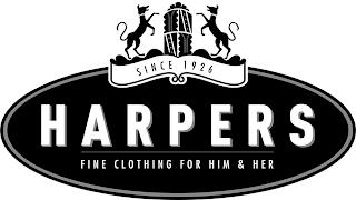 HARPERS FINE CLOTHING FOR HIM & HER SINCE 1926 trademark