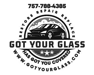 757-788-4385 RESTORE REPAIR REPLACE GOT YOUR GLASS HAS GOT YOU COVERED WWW.GOTYOURGLASS.COM trademark