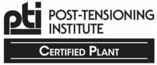 PTI POST-TENSIONING INSTITUTE CERTIFIED PLANTPLANT trademark