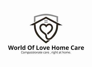 WORLD OF LOVE HOME CARE COMPASSIONATE CARE, RIGHT AT HOME. trademark