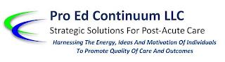 PRO ED CONTINUUM LLC STRATEGIC SOLUTIONS FOR POST-ACUTE CARE HARNESSING THE ENERGY, IDEAS AND MOTIVATION OF INDIVIDUALS TO PROMOTE QUALITY OF CARE AND OUTCOMES trademark