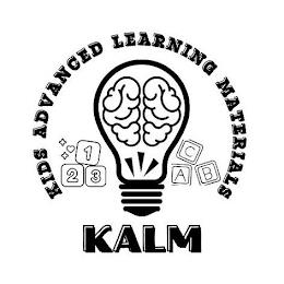 KALM KIDS ADVANCED LEARNING MATERIALS 1 2 3 ABC trademark