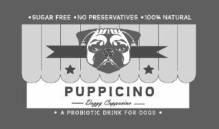 PUPPICINO DOGGY CAPPUCINO SUGAR FREE NO PRESERVATIVES 100% NATURAL A PROBIOTIC DRINK FOR DOGS trademark