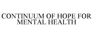 CONTINUUM OF HOPE FOR MENTAL HEALTH trademark