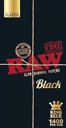 CLASSIC GENUINE CLASSIC FIBERS AUTHENTIC RAWESOME RAW CONE SLOW BURNING PAPERS BLACK KING SIZE 1400 PER BOX trademark