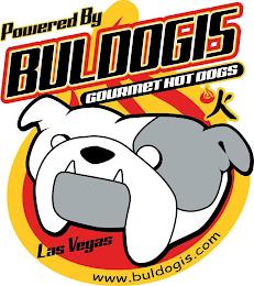 POWERED BY BULDOGIS GOURMET HOT DOGS LAS VEGAS WWW.BULDOGIS.COM trademark