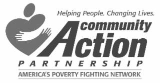 HELPING PEOPLE. CHANGING LIVES. COMMUNITY ACTION PARTNERSHIP. AMERICA'S POVERTY FIGHTING NETWORK. trademark