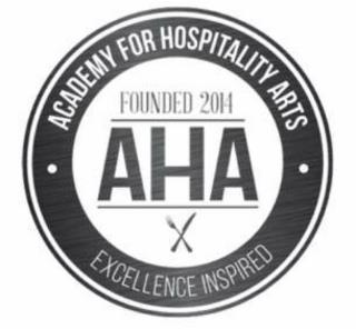   ACADEMY FOR HOSPITALITY ARTS    FOUNDED 2014 AHA EXCELLENCE INSPIRED trademark